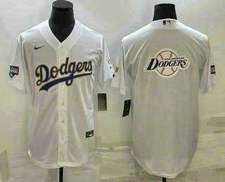 Men%27s Los Angeles Dodgers White Team Big Logo Cool Base Stitched Jerseys->los angeles dodgers->MLB Jersey